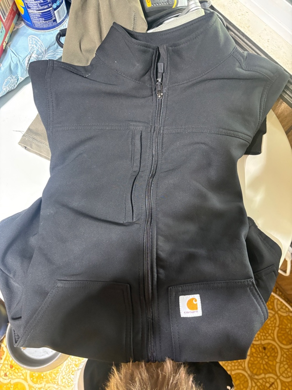 Carhartt Black Softshell Zip Vest with Logo Patch